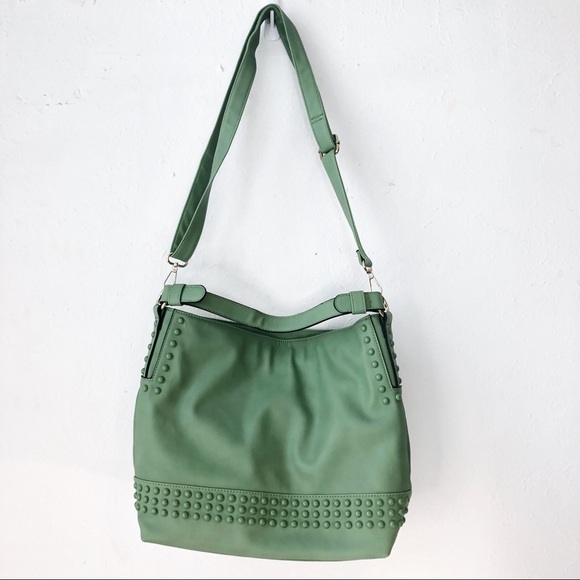 Lula large pale green bag crossbody strap studded - Picture 4 of 16